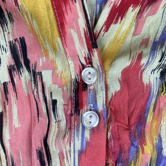 Allison Taylor Button Up Blouse Medium Funky Abstract Southwestern Boho Hipp Vtg - Picture 11 of 15